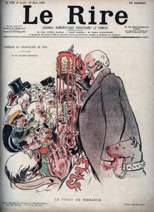 Skålen av Otto Von Bismarck - tegning av Pierre Georges Jeanniot (1848-1934) for "" Le Rire"" av 19. mars 1898