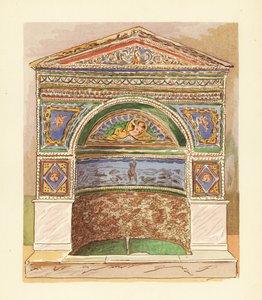 Emaljert mosaikkfontene i bjørnens hus, eller Casa dell’ Orso Ferito, Pompeii
