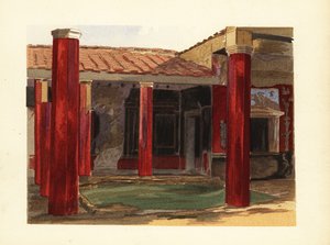 Peristyle-kolonnade av House of Sallust, Casa di Sallustius, Pompeii