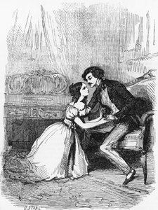 Illustrasjon for Black Sheep, roman av Honore de Balzac (1799-1850) fra samling med flere bind med tittelen Human Comedy, gravering av Pierre Gustave Eugene Staal (1817-1882) av Pierre Gustave Eugene (1817 82) Staal