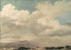 Studie av himmelen ved Quirinal (olje på papir montert på kort)