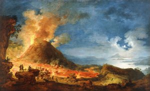 Vesuv erupting, med sightseers i forgrunnen, av Pierre Jacques Volaire