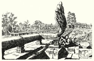I parken til Angkor Vat, Western Gopuras (gravering)