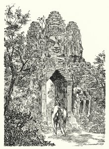 Den nordlige porten til Angkor-Thom (gravering)