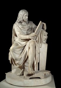 Den franske maleren Nicolas Poussin (1594-1660) Marmorskulptur av Pierre Julien (1731-1804) 1804 Søn. 1,64x1,01 m Paris, Louvre-museet av Pierre Julien