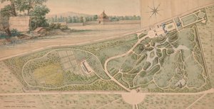 Plan for hagen til Château de Bagatelle, 1817. av Pierre Lapie