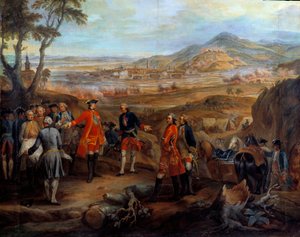 Campaign of Flanders (1745-1747): “” Beleiringen av Fribourg i Brisgau 11. oktober 1744””” Ludvig XV leder de militære operasjonene. Maleri av Pierre Nicolas Lenfant (1704-1787) 1700-tallets søn. 2,75x2,5 m