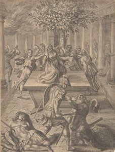 Sekken med Troy-Pyrrhus som drepte Priam, før 1654. av Pierre Lombart