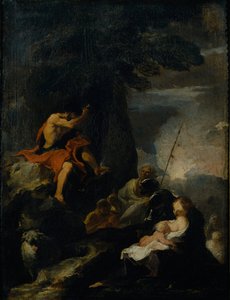 Døperen Johannes forkynner i villmarken (olje på lerret) av Pierre Louis Cretey or Cretet