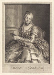 Fru de M ... i ballkjole av Pierre Louis de Surugue after Charles Antoine Coypel