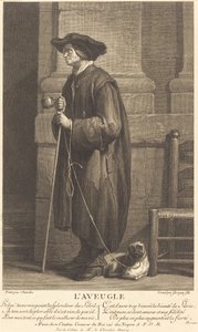 Den blinde tiggeren av Pierre Louis de Surugue after Jean Siméon Chardin