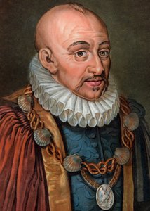 Michel Eyquem de Montaigne 1533-1592 - engraving - 19th century - Portrait of Michel Eyquem de Montaigne (1533-1592)”, French humanist philosopher. Engraving by Pierre Michel Alix
