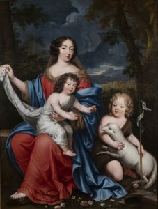 Portrett av Madame de Maintenon 1635-1719, med de naturlige barna til Louis XIV, 1600-tallet.