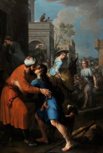 Tobies farvel til sin far-i-orden Raguel (olje på lerret)