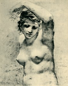 Kvinnelig naken løfter en arm, c1800, 