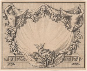 En kartusj med teatermasker av Pierre Philippe Choffard