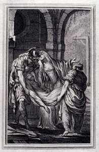 Matronen i Efesos - i "" Fortellinger og noveller i vers"" av Jean La Fontaine. 1776. Illustrasjon av P.P. Choffard.