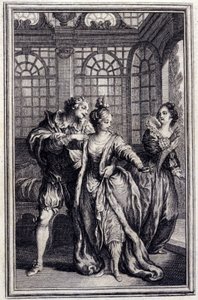 Forloveden til kongen av Garbe - i "" Fortellinger og nyheter i vers "" av Jean La Fontaine. 1776. Illustrasjon av P.P. Choffard. av Pierre Philippe Choffard