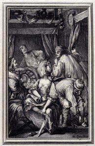 Le Cradle - i "" Fortellinger og noveller i vers "" av Jean La Fontaine. 1776. Illustrasjon av P.P. Choffard.