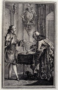 Le Gascon straffet - i "" Fortellinger og noveller i vers "" av Jean La Fontaine. 1776. Illustrasjon av P.P. Choffard. av Pierre Philippe Choffard