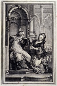 Le Mari confessor - i "" Fortellinger og noveller i vers "" av Jean La Fontaine. 1776. Illustrasjon av P.P. Choffard.