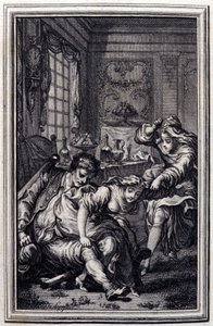 Flaggermusen - i ""Fortellinger og noveller på vers"" av Jean La Fontaine. 1776. Illustrasjon av P.P. Choffard. av Pierre Philippe Choffard