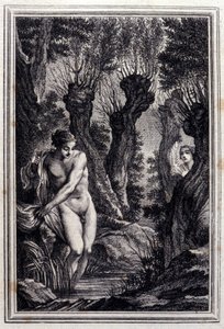 Samvittighetssaken - i "" Fortellinger og noveller på vers"" av Jean La Fontaine. 1776. Illustrasjon av P.P. Choffard.