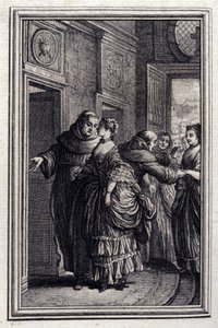 Les Freres de Catalunya - i "" Fortellinger og noveller i vers "" av Jean La Fontaine. 1776. Illustrasjon av P.P. Choffard. av Pierre Philippe Choffard