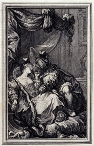 Mona Lisa - i "" Fortellinger og noveller i vers "" av Jean La Fontaine. 1776. Illustrasjon av P.P. Choffard. av Pierre Philippe Choffard