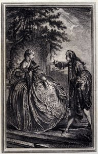 Nicaise - i "" Fortellinger og noveller i vers "" av Jean La Fontaine. 1776. Illustrasjon av P.P. Choffard. av Pierre Philippe Choffard