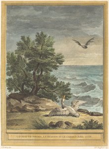Flaggermusen, busken og anda av Pierre Philippe Choffard after Jean Baptiste Oudry