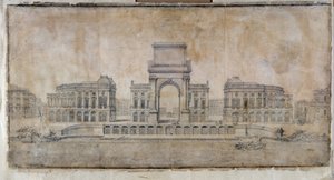 Arkitektur: "Prosjekt av Place Royale for Marseille, perspektiv ser på byen" 1686 (tegning) av Pierre Puget
