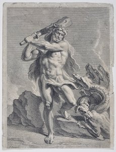 Hercules kjemper mot Lernaean Hydra (tegning) av Pierre Puget