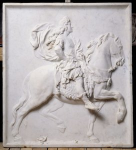 Lavt relieff som representerer Louis XIV (1638-1715) på hest (skulptur) av Pierre Puget