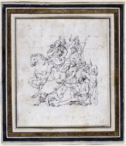 Forberedelsestegning av Pierre Puget (1620-1694) for "Alexandre og Diogene" (blekk på papir, penn) av Pierre Puget