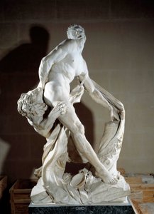 Representasjon av atleten Milon de Crotone (540-516 f.Kr. ca.). Skulptur av Pierre Puget (1620-1694) 1683. Sol 2,7 moh. Paris, Louvre-museet