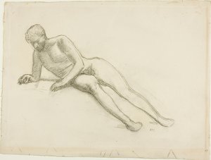 Liggende mannlig naken av Pierre Puvis de Chavannes