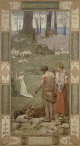 Saint Genevieve som barn i bønn av Pierre Puvis de Chavannes