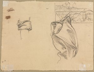 Studier av draperi og studier av et landskap (verso) av Pierre Puvis de Chavannes
