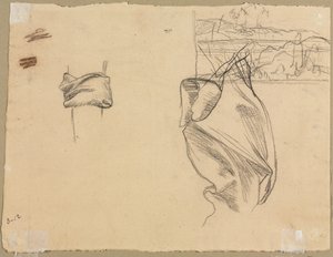 Studier av draperi og studier av et landskap verso, 1800-tallet. av Pierre Puvis de Chavannes