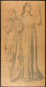 Studie für Les Jeunes Filles et la Mort (Der Tod und die Mädchen) av Pierre Puvis de Chavannes