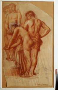 Studie av 4 figurer for "" Rest"". Tegning av Pierre de Puvis De Chavannes (1824-1898) Søn. 0,73 x 0,43 m Paris. Orsay museum av Pierre Puvis de Chavannes
