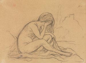 Studie av en naken kvinne (muligens for et urealisert allegorisk maleri) (recto) av Pierre Puvis de Chavannes