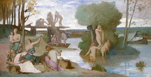 The River, ca. 1864 (olje på papir, lagt ned på lerret) av Pierre Puvis de Chavannes