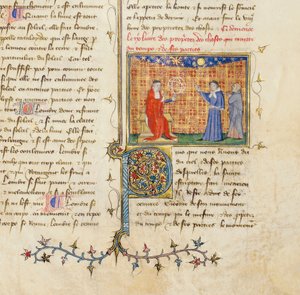 Detalj av en side fra "The Properties of Things" av engelskmannen Bartholomew, i den franske oversettelsen av Jean Corbechon, ca. 1390 av Pierre Remiet