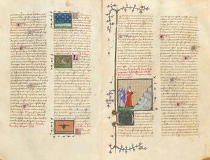 Side fra "The Properties of Things" av engelskmannen Bartholomew i den franske oversettelsen av Jean Corbechon, ca. 1390 av Pierre Remiet