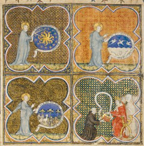 Side fra "The Properties of Things" av engelskmannen Bartholomew i den franske oversettelsen av Jean Corbechon, ca. 1390 av Pierre Remiet