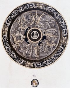 Porselensplate fra 1500-tallet som representerer Genesis av Pierre Reymond, Limoges