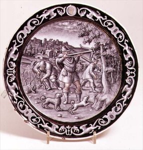 Limoges tallerken, en av sett med 12 som viser årets måneder