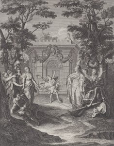 Plate 13: inngangen til kjærlighet og rikdom til Gamaches bryllup Entrance of Love and Wealth..., 1745.
